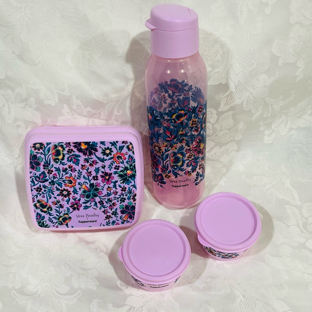 NEW in Package Tupperware+Vera Bradley Pink Floral Lunch 4-piece set